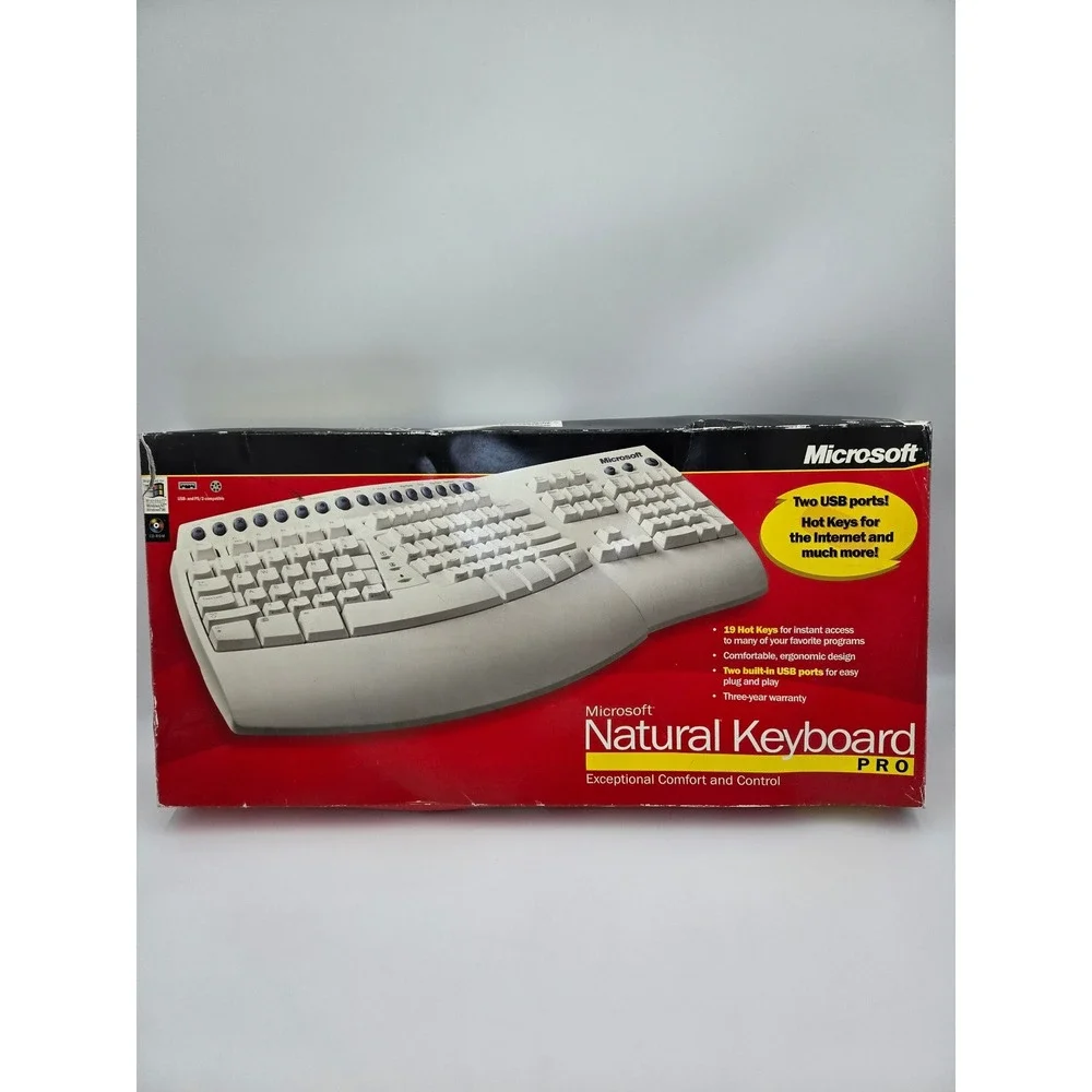 Microsoft Natural‎ Pro Ergonomic Keyboard RT9401 V:5FTWR New Open Box USB PS2